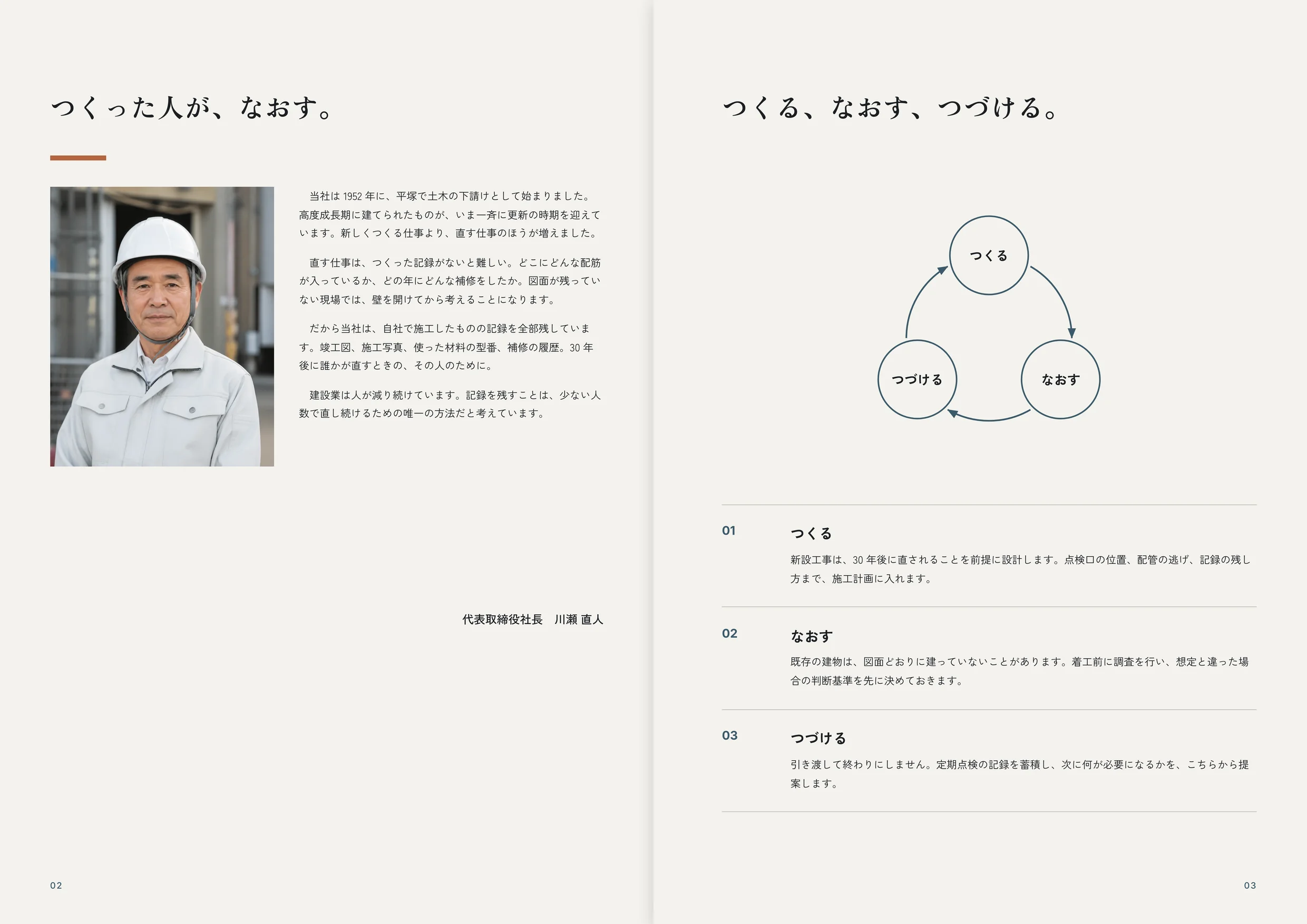 株式会社カワセ建設 会社案内 紙面2