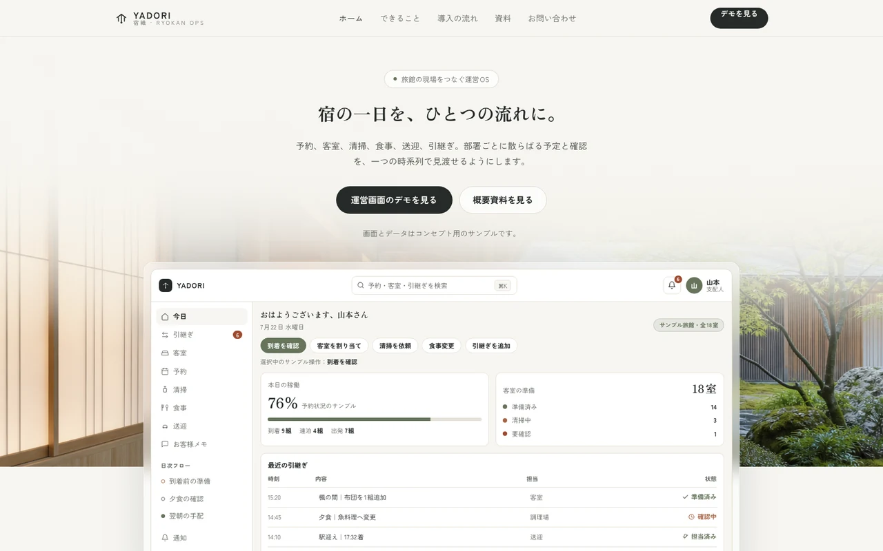 YADORI 宿織 — 宿泊運営ダッシュボード