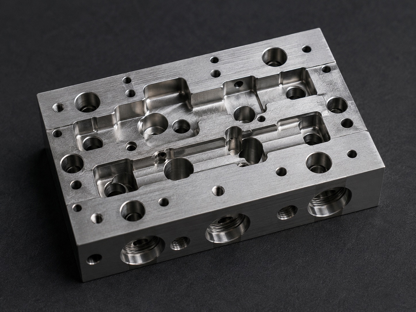 半導体製造装置向けガス流量制御ブロック SUS316L 5軸マシニング